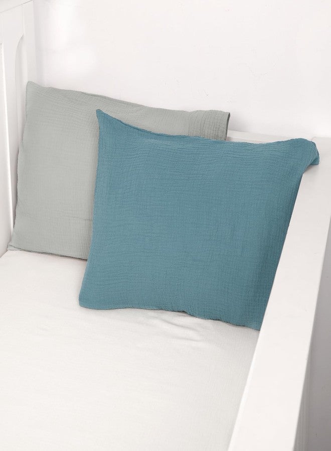 Hooyax غطاء وسادة للأطفال من هوياكس - 100% قطن موسلين يناسب وسائد الأطفال 13 * 18، غطاء وسادة صغير ناعم وقابل للتنفس، غطاء وسادة سرير وسفر مع إغلاق ظرف (أزرق، رمادي) - Image 5