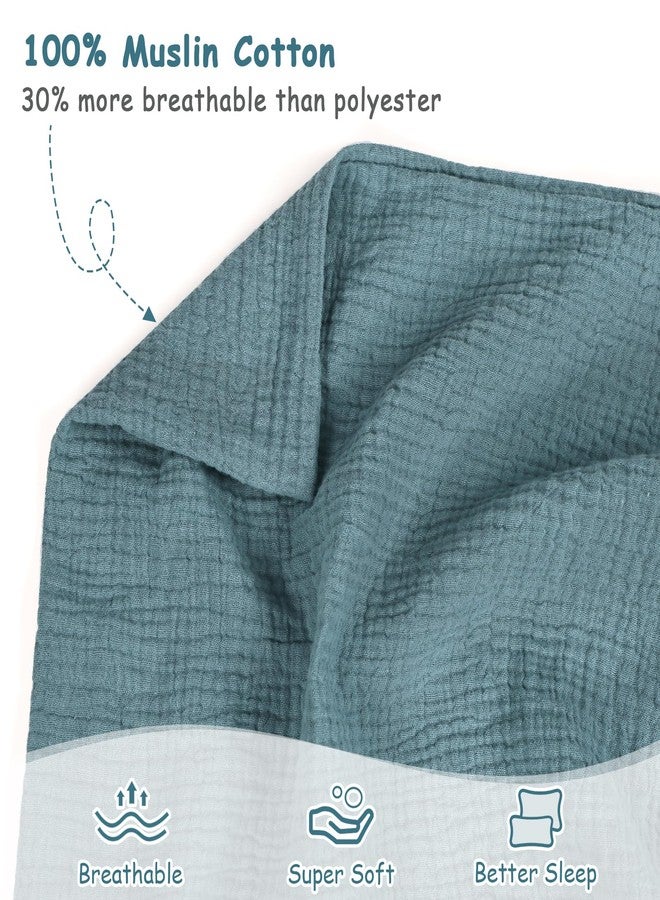 Hooyax غطاء وسادة للأطفال من هوياكس - 100% قطن موسلين يناسب وسائد الأطفال 13 * 18، غطاء وسادة صغير ناعم وقابل للتنفس، غطاء وسادة سرير وسفر مع إغلاق ظرف (أزرق، رمادي) - Image 3
