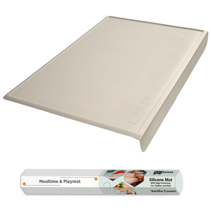 NEOZENSE Silicone Placemats for Toddlers & Kids with Angle-Protective Safety Edge â€“ Baby Placemats for Restaurants & Dining Table â€“ Non-Slip & BPA-Free Food Mat â€“ 1.5mm Thick, 18"x12", Vanilla Cream - Image 1