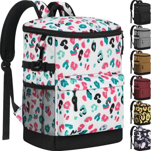 Tenot Cooler Backpack 33 Cans Backpack Coolers Insulated Leak Proof Soft Beach Cooler Bag for Men Women Ice Chest Backpack Camping Hiking Picnic Travel Cooler Lunch Backpack Blue Leopard Print - Image 1