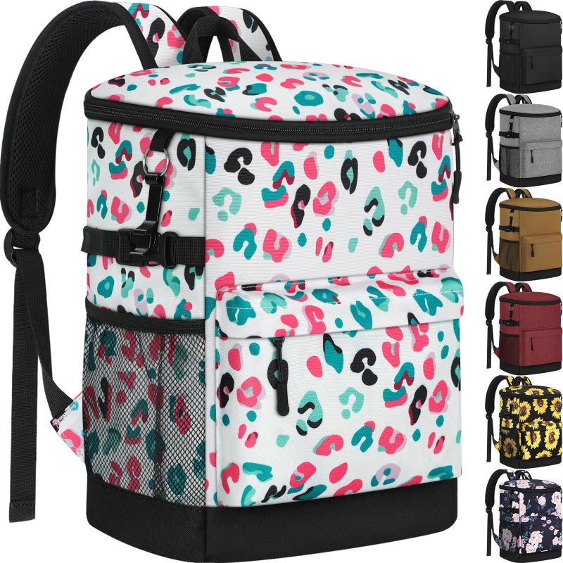 Tenot Cooler Backpack 33 Cans Backpack Coolers Insulated Leak Proof Soft Beach Cooler Bag for Men Women Ice Chest Backpack Camping Hiking Picnic Travel Cooler Lunch Backpack Blue Leopard Print - Image 2