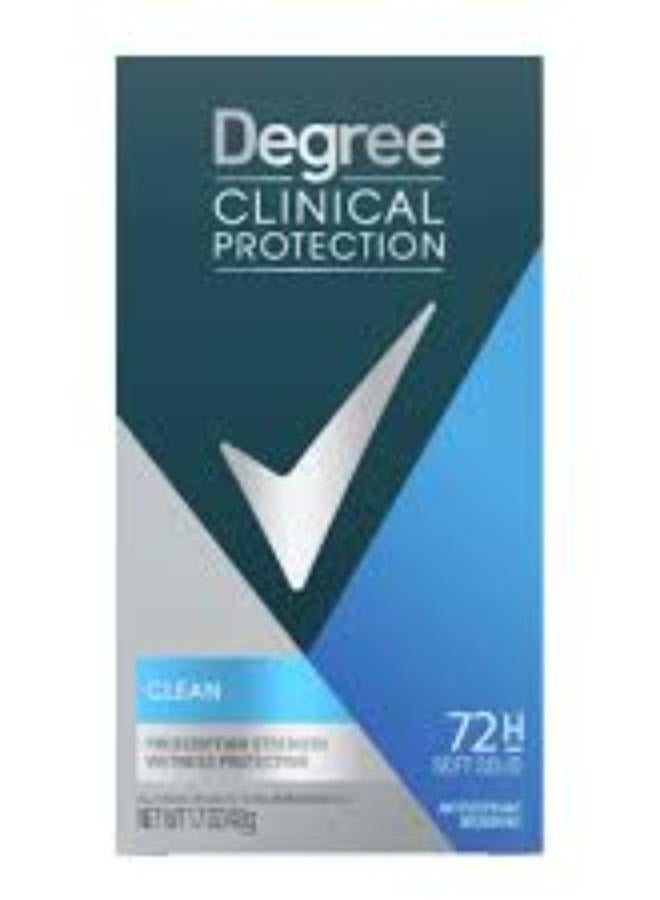 Degree Men Antiperspirant Deodorant Clean 72-Hour Sweat & Odor Protection Prescription-Strength Antiperspirant For Men with MotionSense Technology 1.7 oz