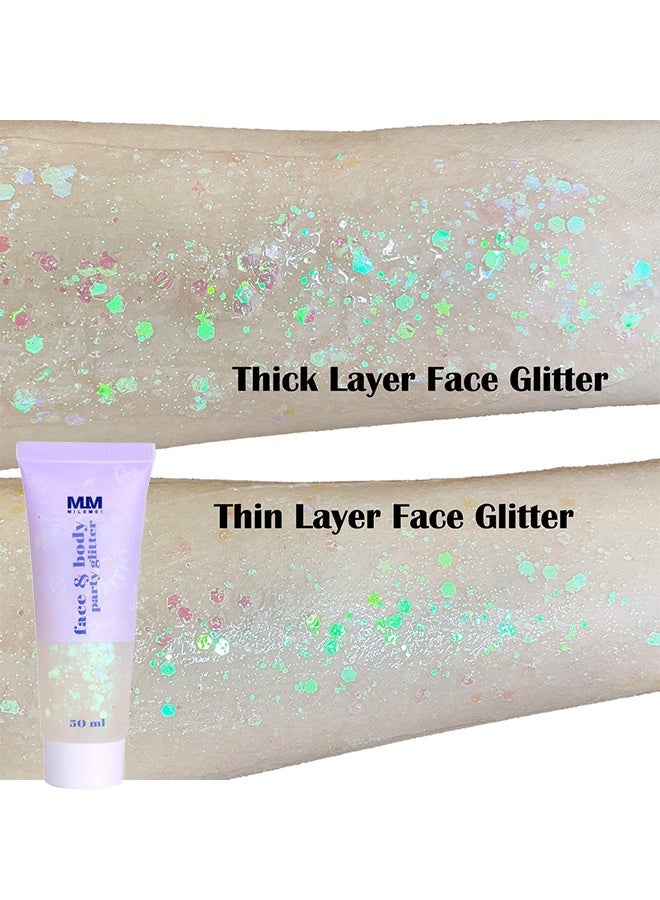 مايلمي الوجه والجسم Party Glitter 50 مل ، الماكياج الجسم المتلمع الجيل الماكياج للوجه الأظافر العين الشعر الشفاه ، جميل لامع مستحضرات التجميل ظلال العيون لمهرجان الحزب الفن DIY  - Image 3