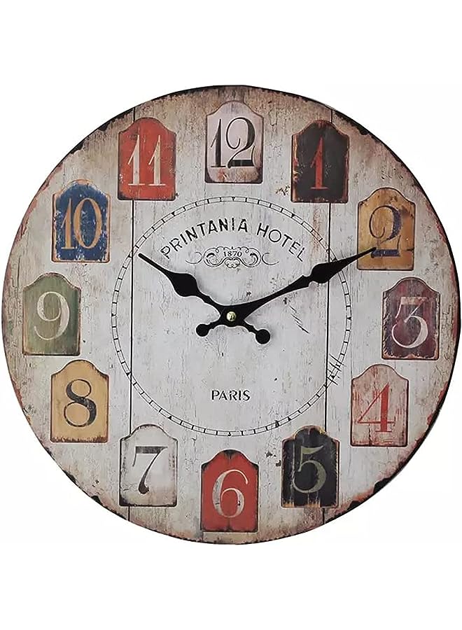 IAF Vintage Wall Clock For Living Room Decor Rustic Wooden Retro Wall Clock Non Ticking Quartz Battery Operated Clock Antique Wall Clock For Salon, Bedroom, Kitchen And Office. - Image 1