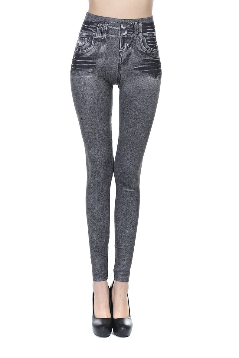 2023 Yiwu Velvet Sharkskin Leggings Knit Denim Grey  - Image 1