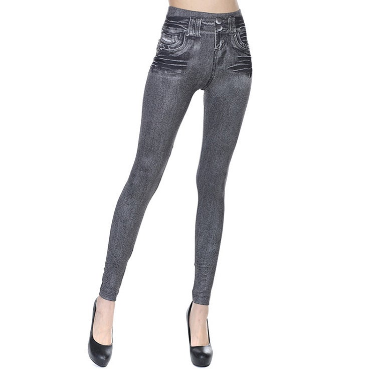 2023 Yiwu Velvet Sharkskin Leggings Knit Denim Grey  - Image 3