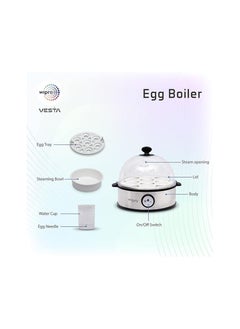 WIPRO Wipro Vesta Electric Egg Boiler, 360 Watts, 3 Boiling Modes, Stainless Steel Body and Heating Plate, Boils up to 7 Eggs at a time, Automatic Shut Down, White, Standard (VB021070)  - Image 2