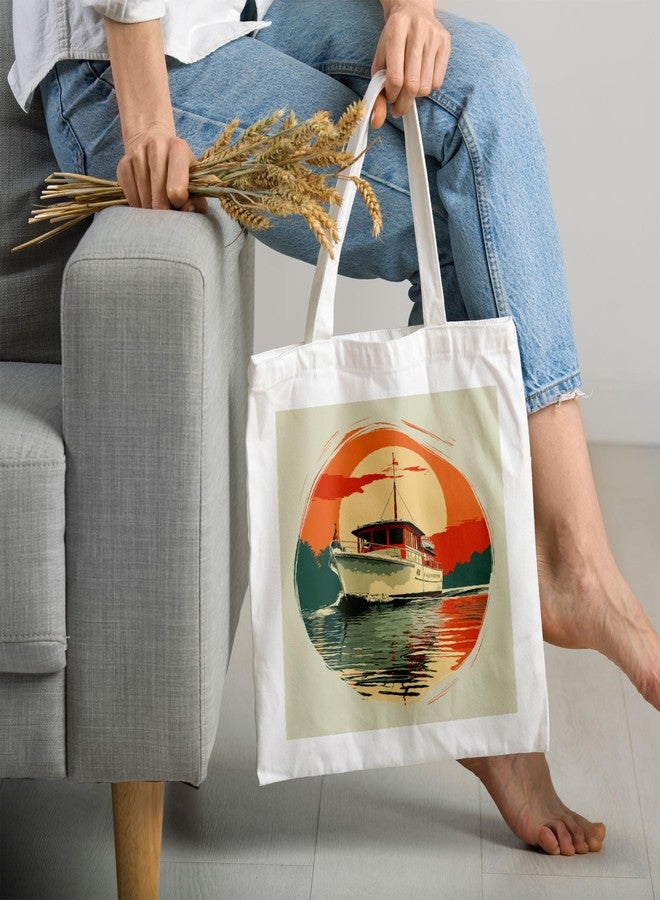 ARTBUG Tote Bag for Women with zip, Aesthetic Canvas tote bag for college girls, office, stylish and reusable - Ship - D No - 160 - Image 2