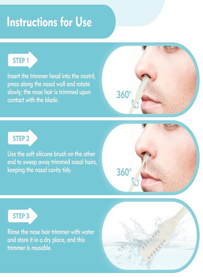 Kerros 5 Pcs Nasal Hair Cutter, Manual Nose Hair Trimmer for Men Women Double Sided Nasal Hair Trimmer 360° Rotating Nose Hair Remover (Cream Yellow) - Image 5