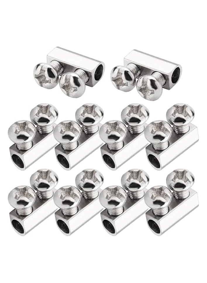 بروماس سلك حبل كابل مشبك المشبك 10 قطع، ثقب فولاذي مزدوج ثقوب قفل كابل المشابك مشبك مع مسامير فيليبس M3.0 لتركيبات الكابلات DIY، سلك حبل كابل حديقة صناعة صالة الألعاب الرياضية، لوحة فضية حبال - Image 1