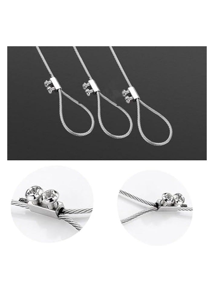 بروماس سلك حبل كابل مشبك المشبك 10 قطع، ثقب فولاذي مزدوج ثقوب قفل كابل المشابك مشبك مع مسامير فيليبس M3.0 لتركيبات الكابلات DIY، سلك حبل كابل حديقة صناعة صالة الألعاب الرياضية، لوحة فضية حبال - Image 3