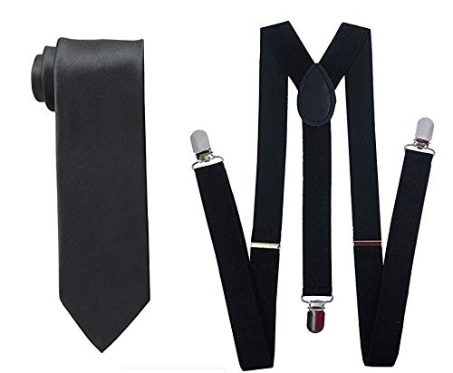 CLOTHERA Black Suspender and Neck Tie Set for Men - Black - Image 5