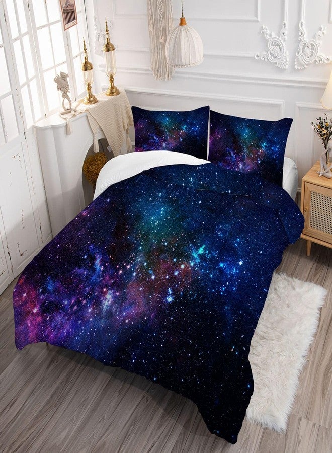 kxry Blue Purple 3D Galaxy Comforter Set Twin Size Outer Space Starry Sky Universe Bedding Sets for Girls Teens Kids 1 Comforter + 1 Pillow Case - Image 3
