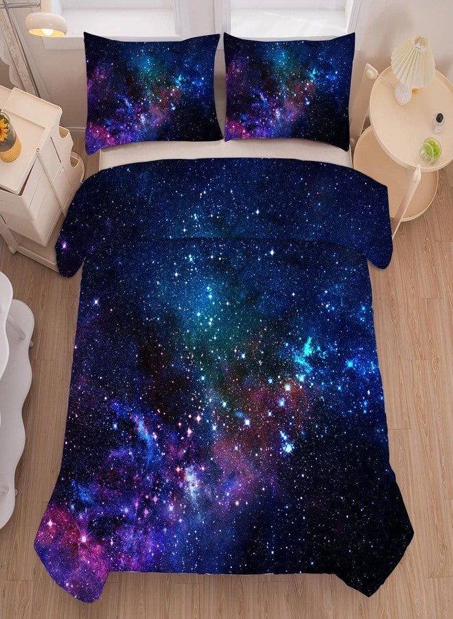 kxry Blue Purple 3D Galaxy Comforter Set Twin Size Outer Space Starry Sky Universe Bedding Sets for Girls Teens Kids 1 Comforter + 1 Pillow Case - Image 4