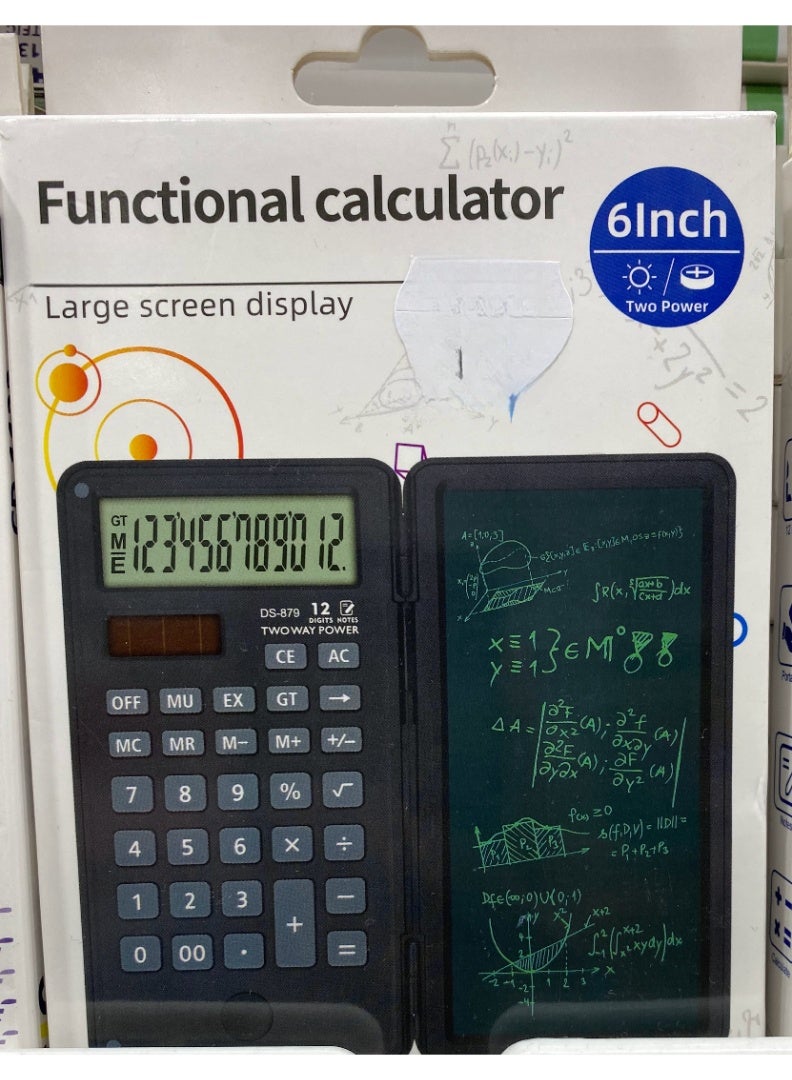 Functional calculator large screen display with lcd notepad ideal for kids and school