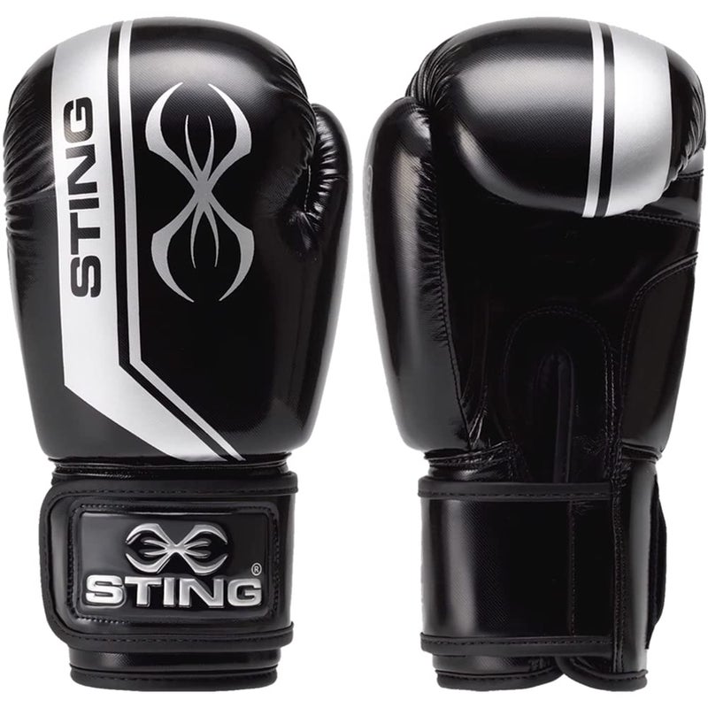 Sting Boxing - Armalite Boxing Gloves | for Competition & Training (10OZ, Black/Silver) - Image 1