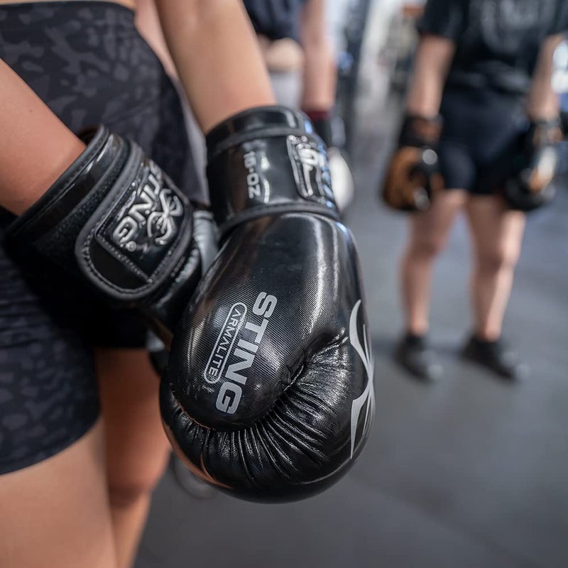 Sting Boxing - Armalite Boxing Gloves | for Competition & Training (10OZ, Black/Silver) - Image 4