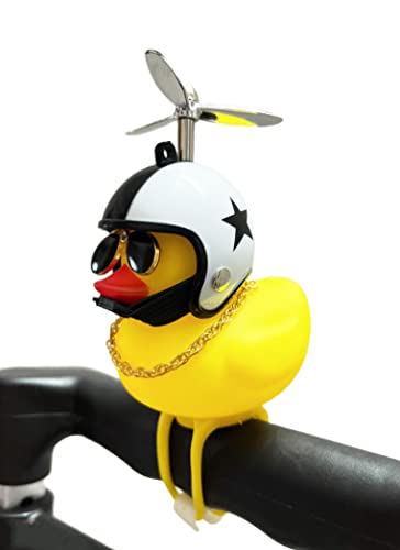Omeet 2 Pack - Lovely Yellow Duck Bike Bell, Kids Bike Horn, Rubber Yellow Duck Bicycle Accessories with LED Light and Propeller - for Kids Toddler Children Adults Sport Outdoor - Image 2