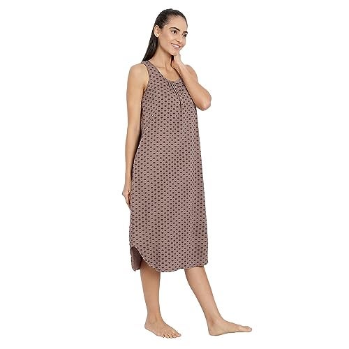 BLAZON Women's Cotton Hosiery Maxi Night Wear with Pockets (13010_BLZ_Allium_BGY_01_4XL_Brownish Grey_4XL) - Image 4
