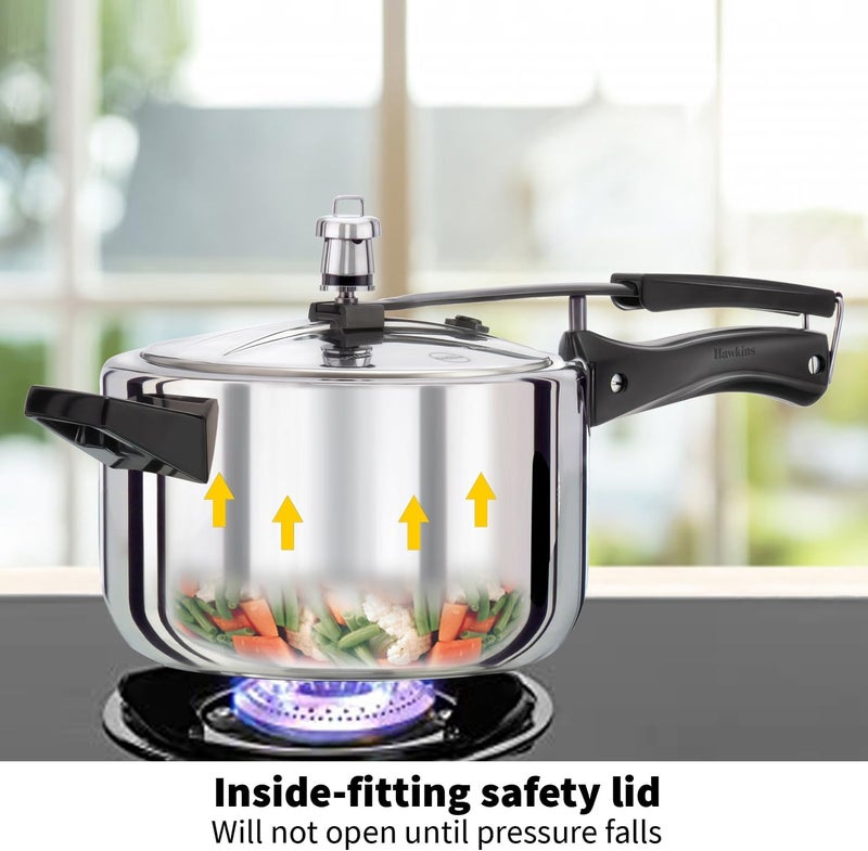 Hawkins 4 Litre Pressure Cooker, Stainless Steel Inner Lid Cooker, Induction Cooker, Silver - Image 5