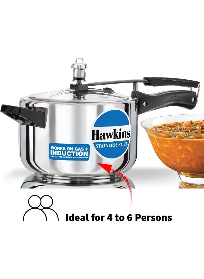 Hawkins 4 Litre Pressure Cooker, Stainless Steel Inner Lid Cooker, Induction Cooker, Silver - Image 2