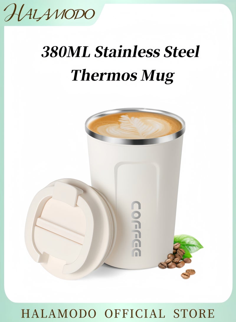 هالامودو كوب من الفولاذ المقاوم للصدأ بسعة 12 أونصة معزول بالفراغ للسفر كوب حافظ للحرارة مع غطاء من الفولاذ المقاوم للصدأ كوب قهوة قابل لإعادة الاستخدام للحفاظ على القهوة الساخنة والقهوة الباردة والشاي والبيرة - Image 1