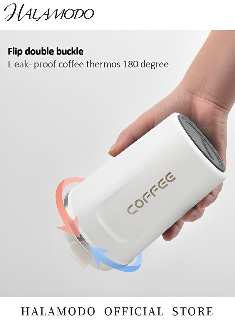 هالامودو كوب من الفولاذ المقاوم للصدأ بسعة 12 أونصة معزول بالفراغ للسفر كوب حافظ للحرارة مع غطاء من الفولاذ المقاوم للصدأ كوب قهوة قابل لإعادة الاستخدام للحفاظ على القهوة الساخنة والقهوة الباردة والشاي والبيرة - Image 4