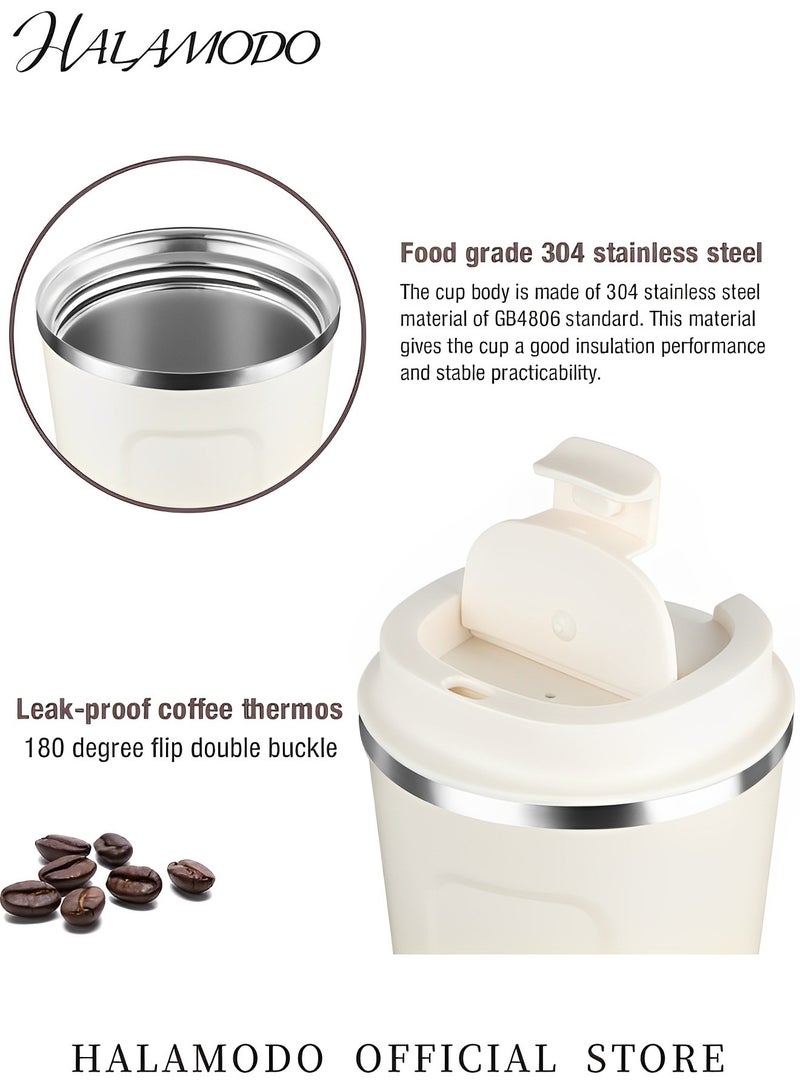 هالامودو كوب من الفولاذ المقاوم للصدأ بسعة 12 أونصة معزول بالفراغ للسفر كوب حافظ للحرارة مع غطاء من الفولاذ المقاوم للصدأ كوب قهوة قابل لإعادة الاستخدام للحفاظ على القهوة الساخنة والقهوة الباردة والشاي والبيرة - Image 5