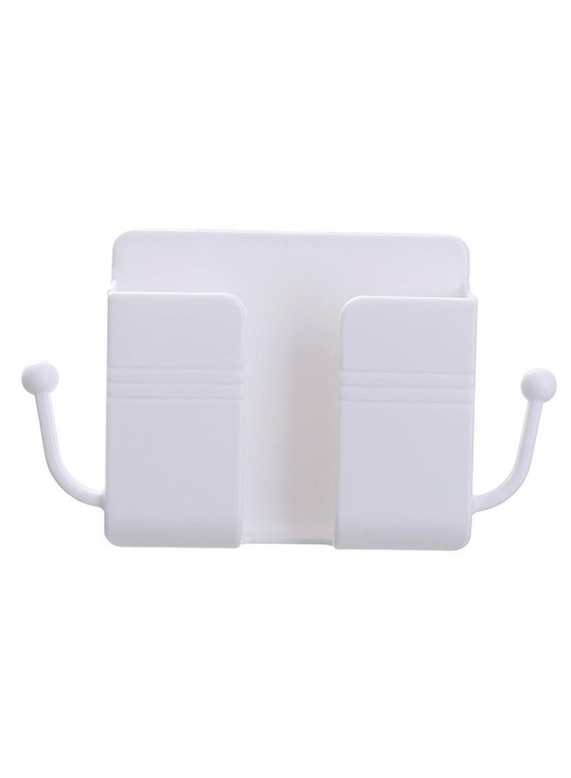 Wall Mounted Storage Box, Pink Remote Control Storage Box, Wall Mounted Remote Control Storage Box with 2 Hooks for Remote Control, Cell Phone, Headphones White - Image 2