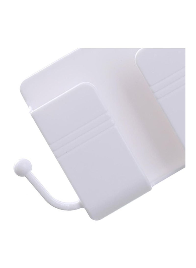 Wall Mounted Storage Box, Pink Remote Control Storage Box, Wall Mounted Remote Control Storage Box with 2 Hooks for Remote Control, Cell Phone, Headphones White - Image 3