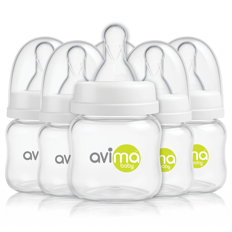 Avima Baby Anti-Colic Preemie Bottles 2oz â€“ 6 Pack, Standard Neck, BPA-Free, 100% Silicone Nipples with Flow Control â€“ Feeding Bottles for Newborns & Premature Babies - Image 1