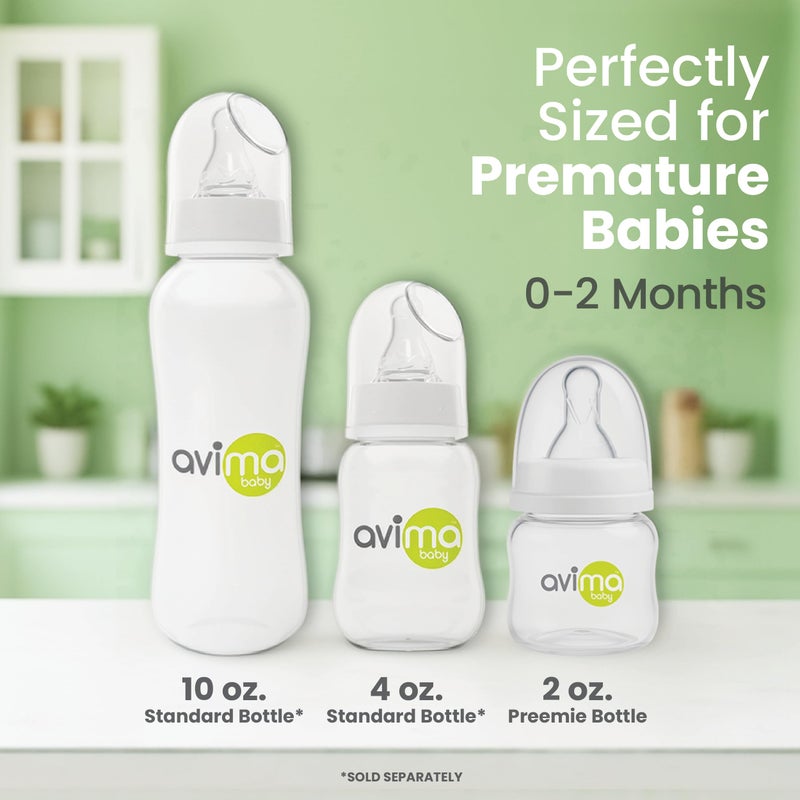 Avima Baby Anti-Colic Preemie Bottles 2oz â€“ 6 Pack, Standard Neck, BPA-Free, 100% Silicone Nipples with Flow Control â€“ Feeding Bottles for Newborns & Premature Babies - Image 3
