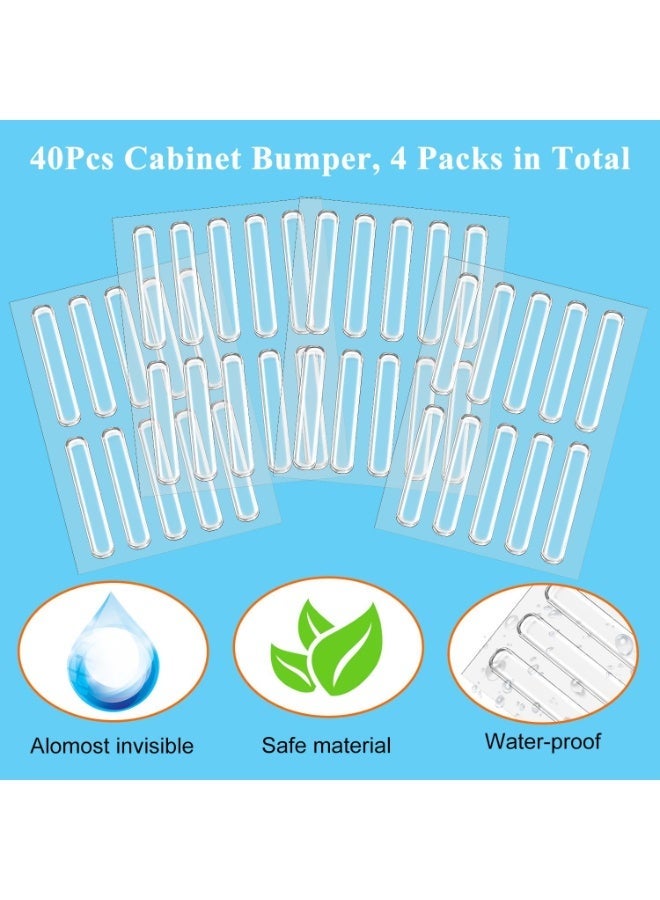 4 Sheets 40Pcs Clear Self Adhesive Cabinet Door Bumper Strips, Silicone Anti Slip Buffer Pads for Sound Dampening, Anti-Collision Furniture Protector - Image 5