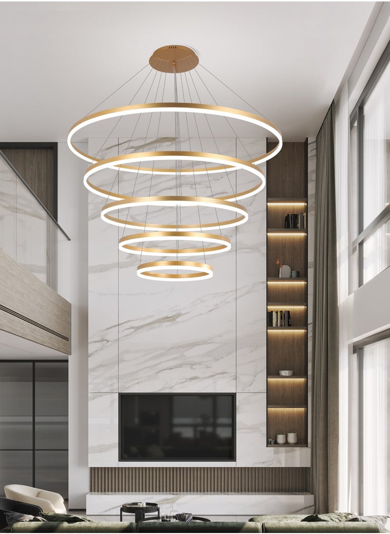 Villa Entrance Foyer Large Luxury Chandelier Light,Grand Dia 120cm 5 Ring Gold Modern High Ceiling Chandelier Living Room,Adjustable Color Temperature Acrylic Chandelier Lamp - pzsku/Z43E0D47CC122D643AF4FZ/45/_/1702099836/27676503-863b-44e6-b29f-2d4f3fbec81d