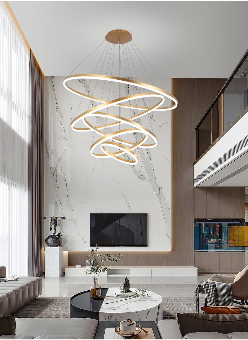 Villa Entrance Foyer Large Luxury Chandelier Light,Grand Dia 120cm 5 Ring Gold Modern High Ceiling Chandelier Living Room,Adjustable Color Temperature Acrylic Chandelier Lamp - pzsku/Z43E0D47CC122D643AF4FZ/45/_/1702099846/6362d3f7-814f-406d-8aba-86ed25814bb7