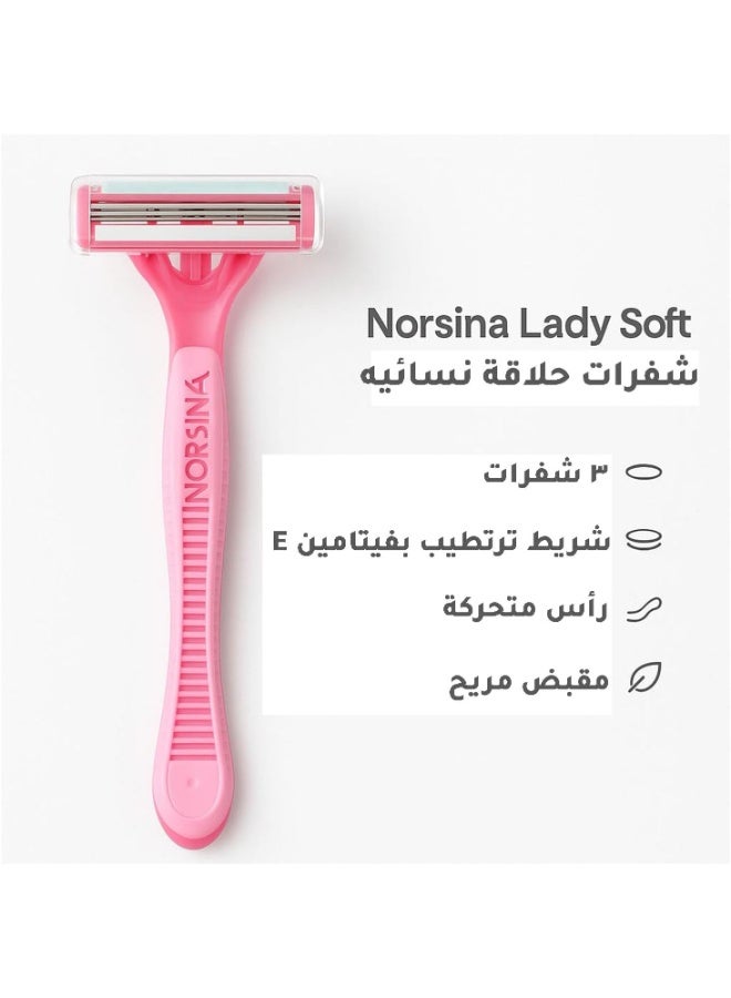 نورسينا شفرات حلاقة نسائية ناعمة نُورسين ليدي سوفت - 3 شفرات - نعومة فائقة - 10قطع - Image 2