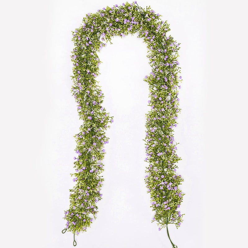 Uqueeten Artificial Baby Breath Flower Vines Babys Breath Artificial Flowers Real Touch Faux Gypsophila Hanging Fake Babys Breath Garlands for Wedding and Baby Shower Decor 2Pcs 58ftPurple - Image 2
