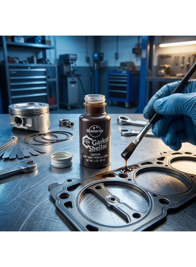 Galaxy Gasket Shellac 2 oz (59ml) - Professional Grade Gasket Sealer for Automotive Engine Repairs, High-Temperature Resistant Shellac Compound, Fast-Drying Gasket Adhesive for Cars, Trucks & Motorcycles - Image 2