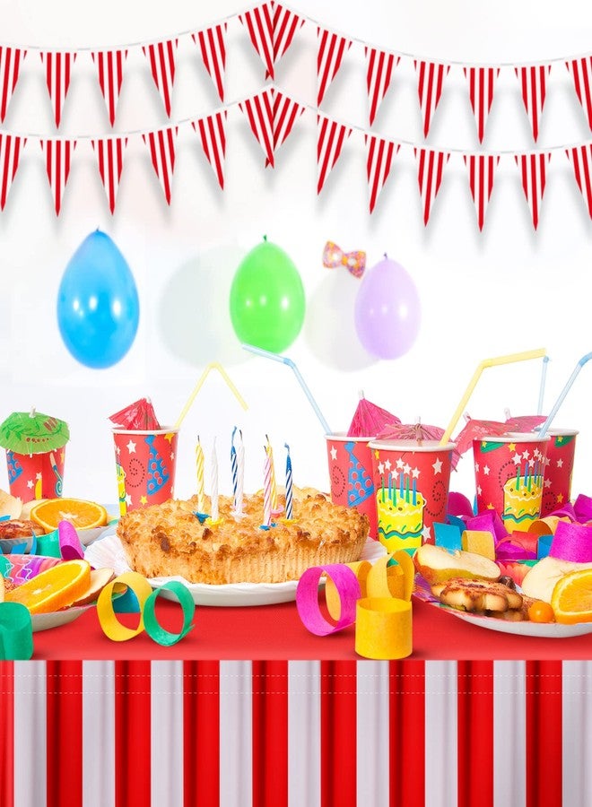 تيجيمي 20 قطعة من ديكورات حفلات الكرنفال، تنانير طاولات الكرنفال، مفارش طاولات بطابع السيرك، لافتات رايات مخططة باللونين الأحمر والأبيض، لافتات السيرك، ديكورات - Image 5