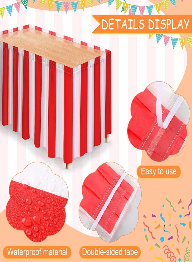 تيجيمي 20 قطعة من ديكورات حفلات الكرنفال، تنانير طاولات الكرنفال، مفارش طاولات بطابع السيرك، لافتات رايات مخططة باللونين الأحمر والأبيض، لافتات السيرك، ديكورات - Image 3
