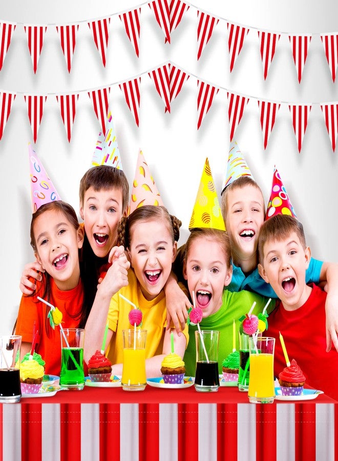 تيجيمي 20 قطعة من ديكورات حفلات الكرنفال، تنانير طاولات الكرنفال، مفارش طاولات بطابع السيرك، لافتات رايات مخططة باللونين الأحمر والأبيض، لافتات السيرك، ديكورات - Image 4