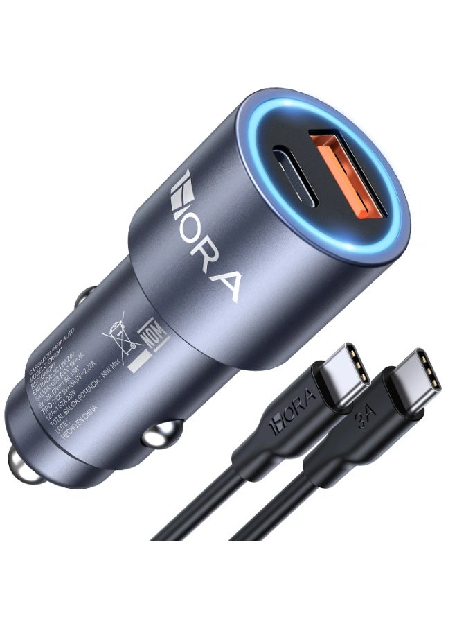 1HORA Car Charger With Cable Type-C 3A - GAR241 - Gray - Image 1