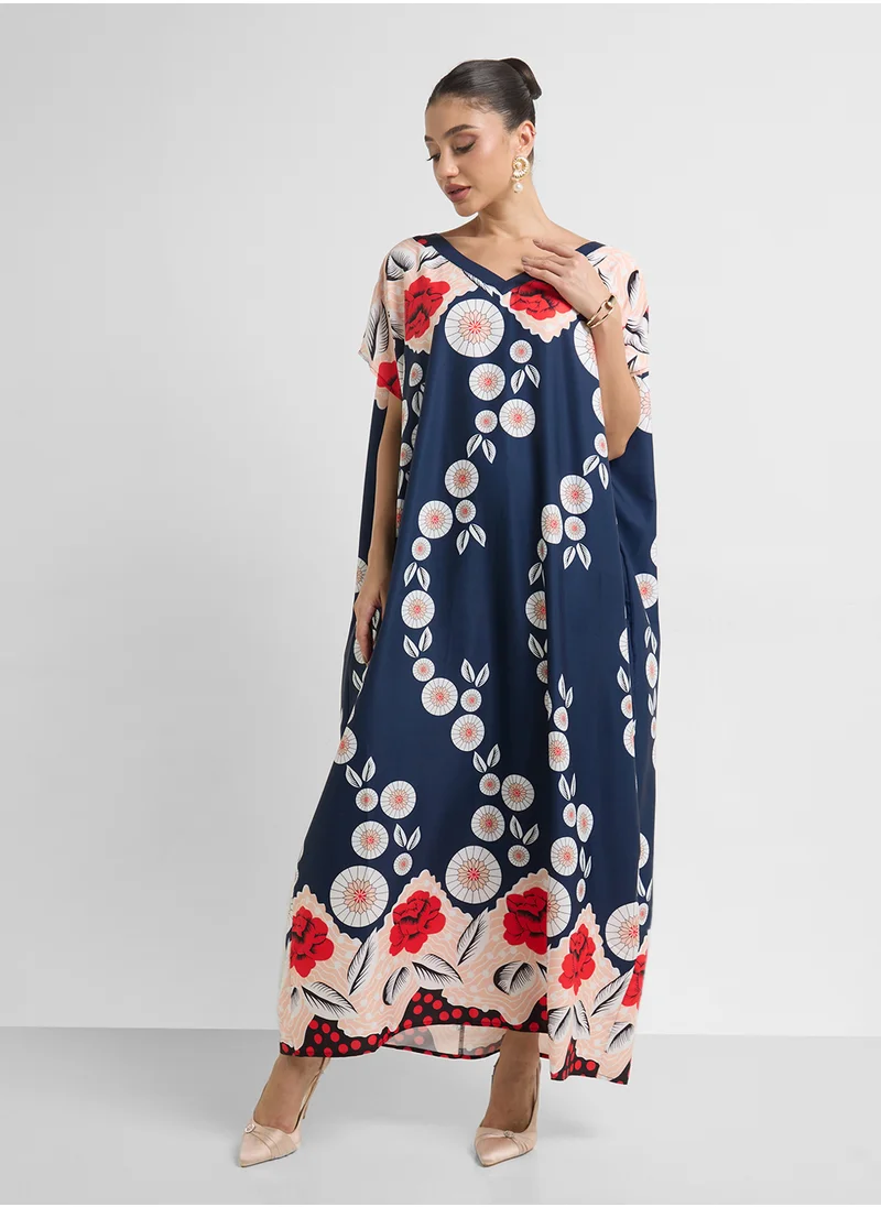 Khizana Printed Night Kaftan