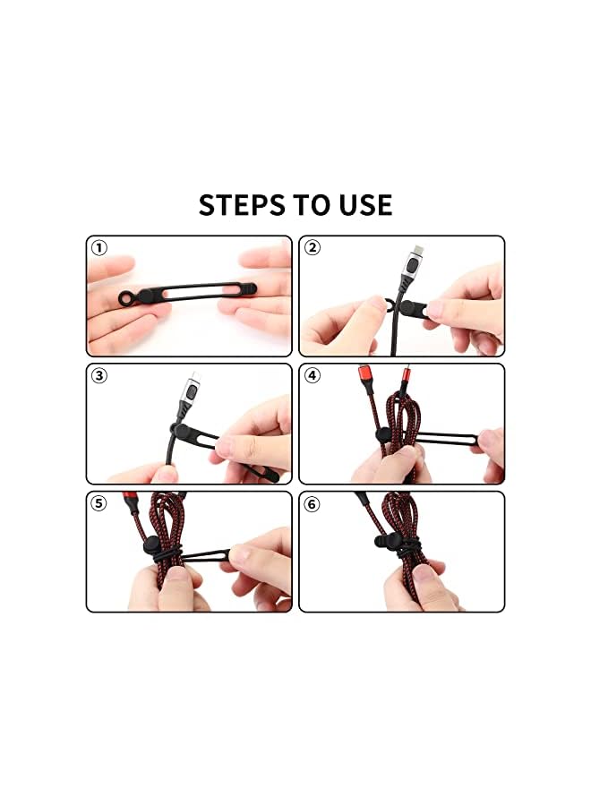 UMUST Silicone Cable Ties, Reusable Cable Management Organizer,Cable Straps,Cord Ties,Multipurpose Elastic Cord Organizer for Bundling and Fastening Cable Cords Wires(black) - Image 1