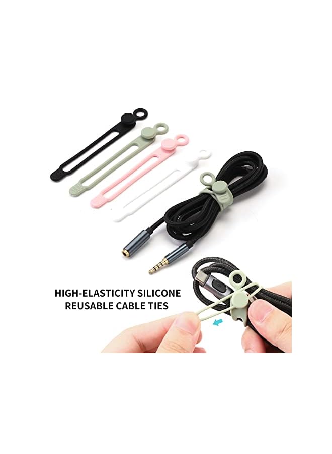 UMUST Silicone Cable Ties, Reusable Cable Management Organizer,Cable Straps,Cord Ties,Multipurpose Elastic Cord Organizer for Bundling and Fastening Cable Cords Wires(black) - Image 3