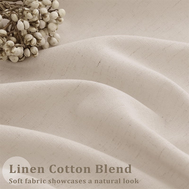 DUKIYO Linen Curtains 90 Inches Long for Living Room Pinch Pleat Drapes with Hooks Rings Back Tab Farmhouse Country Boho Decor Flax Beige Tan Sheer Pleated Curtain 90 Inch Length for Bedroom Dining 1 Panel - Image 5