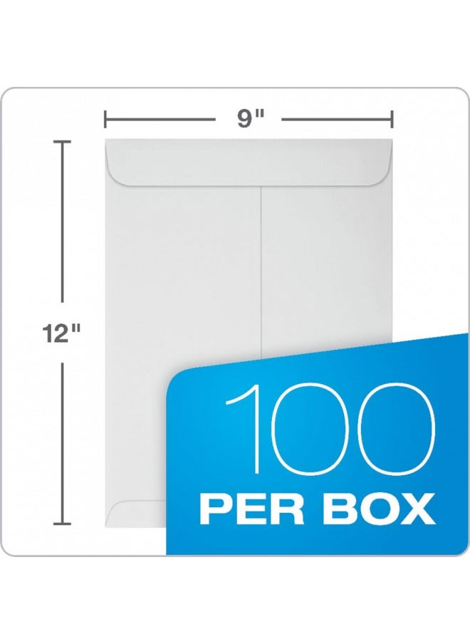 Quality Park 9" x 12" Self-Sealing Catalog Envelopes, for Mailing, Organizing and Storage, White Wove, Heavy 28-lb Paper, 100 Per Box (QUA44582)