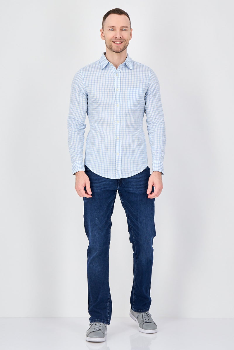 DOCKERS Men Slim Fit Checkered Long Sleeve Casual Shirt, Multicolor - Image 4