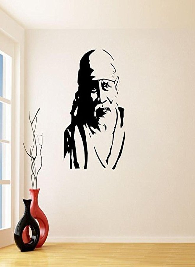 ARWY sai Wall Stickers Sai Baba Wall Sticker Standard Size - 55Cm X 81Cm Color - Black