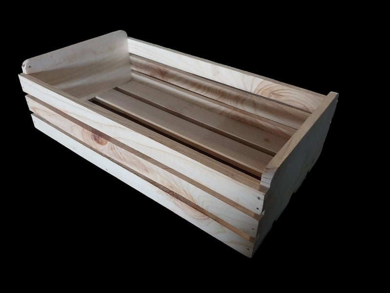 GLITZ® Wooden tray solid wood display crate hand made Natural wood storage box (4) - Image 5